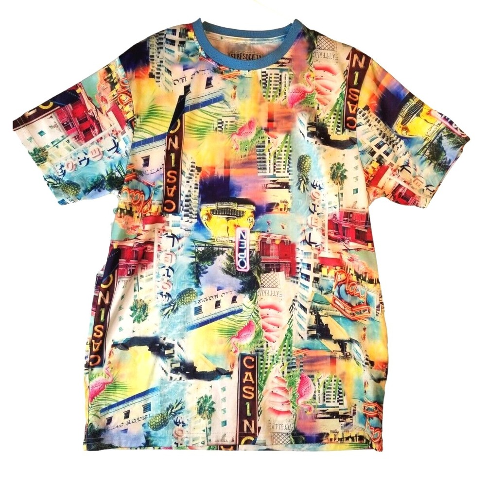 Surf Society by Drill Clothing Co Short Sleeve Men's Shirt Size L Beach